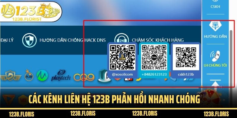 Các kênh liên hệ 123B đảm bảo được phản hồi nhanh chóng