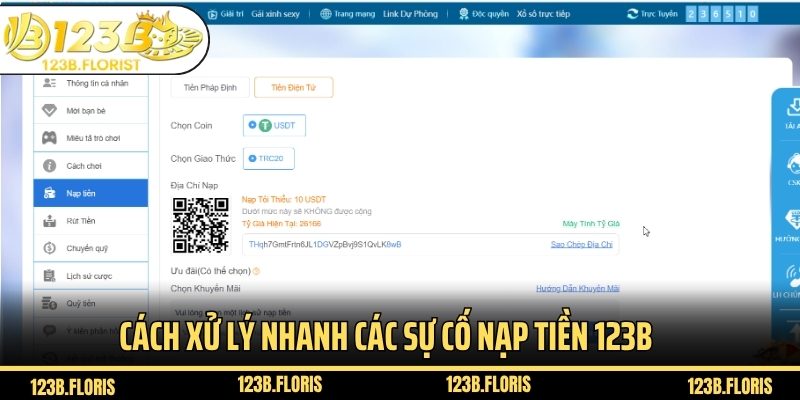 Cách xử lý nhanh các sự cố liên quan đến giao dịch nạp tiền 123B