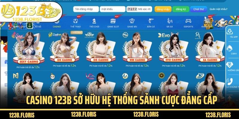 Casino 123B sở hữu hệ thống sảnh cược đẳng cấp quốc tế