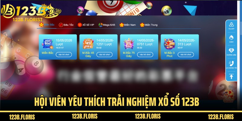 Cộng đồng hội viên yêu thích trải nghiệm xổ số 123B