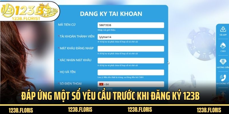 Đáp ứng một số yêu cầu cơ bản trước khi đăng ký 123B