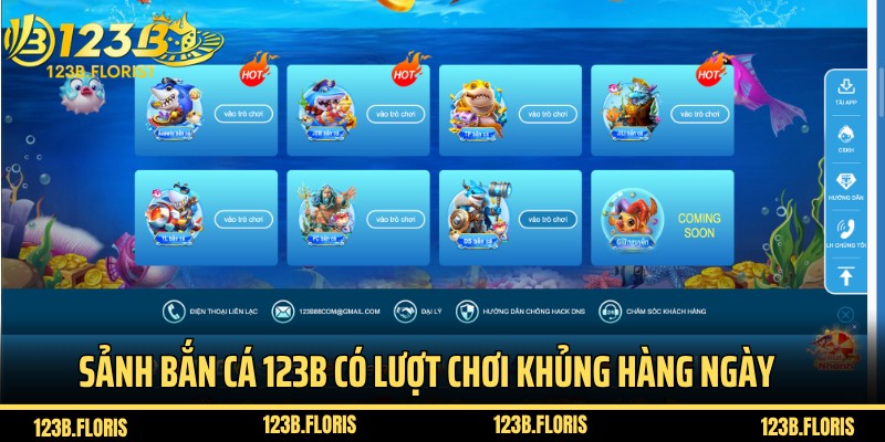 Giới thiệu sảnh bắn cá 123B có lượt chơi khủng hàng ngày