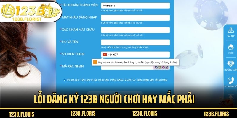 Lỗi đăng ký 123B người chơi hay mắc phải khi thao tác lần đầu
