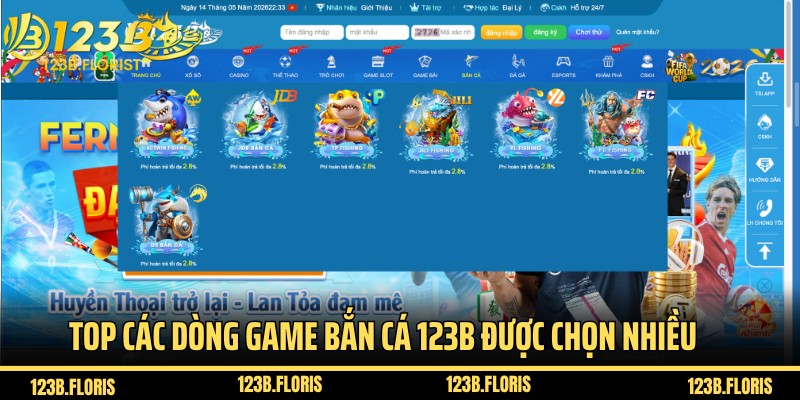 Top các dòng game bắn cá 123B được chọn nhiều nhất